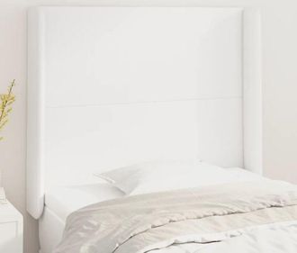 vidaXL Cabecero Con Orejas De Cuero Sint&eacute;tico Blanco 103x16x118/128 Cm Vidaxl