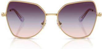 Swarovski 58mm Butterfly Sunglasses in Gold /Gradient Brown /Blue at Nordstrom