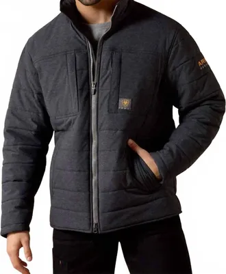 Ariat Rebar Valiant Stretch Canvas Insulated Jacket - Plus In Charcoal Heather