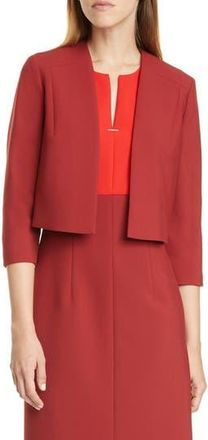 BOSS Jikiva Collarless Ponte Crop Jacket in Ruby at Nordstrom Rack, Size 10