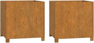 vidaXL Planters with Legs 2 pcs Rusty 50x50x50 cm Corten Steel vidaXL