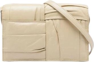 Bottega Veneta Pre-owned Woven Leather Crossbody - Dames - Vintage Schoudertas - Beige - ONE Size - Leer - Vintage