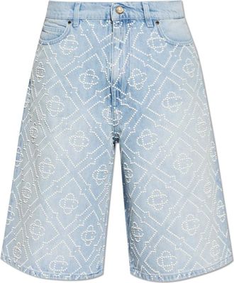 Casablanca Pearl Monogram Denim Shorts - Heren - Denim shorts - Blauw - W30 - Denim - Korte Broeken