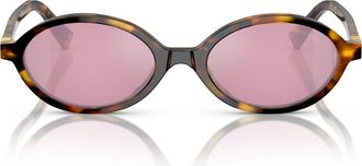 Miu Miu 0mu 04zs Oval-Shaped Tortoiseshell Acetate Sunglasses
