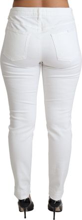 Dolce & Gabbana Womens White Tattered Skinny Denim Cotton Stretch Jeans Elastane Clothing