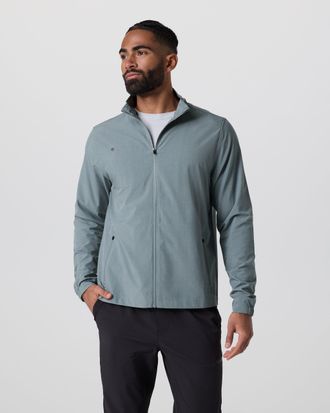 Vuori Clothing Venture Track Jacket | Dusty Blue Linen Texture | Medium