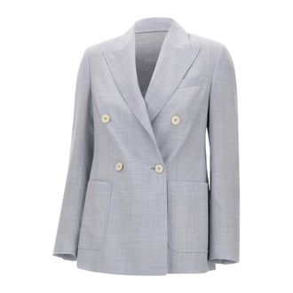 Eleventy Blazers, female, Gray, Size: 2XS Double-Breasted Blazer