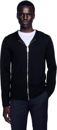 Sandro Zipped cardigan with hood in Black at Nordstrom, Size Xx-Large