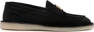 Dolce & Gabbana logo-plaque loafers - women - Calf Suede/Calf Leather/Rubber - 39.5 - Black