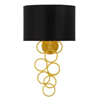 Mauro Ferretti L&aacute;mpara de pared de metal y tela en dorado y negro (30 x 20 x 50 cm)