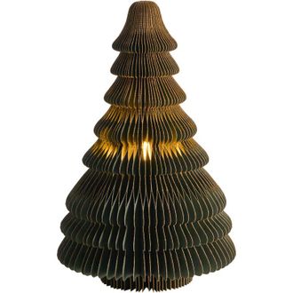 Beliani &Aacute;rbol De Navidad De Papel Con Luces Led Forma Geom&eacute;trica Figurita De Origami Decoraci&oacute;n Navide&ntilde;a Verde Andan