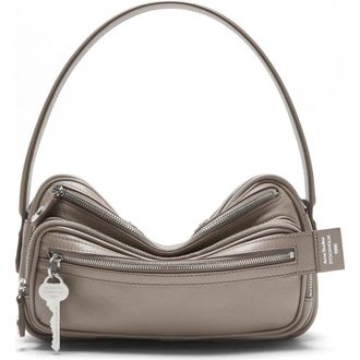 Acne Studios Small Camero Leather Shoulder Bag in Taupe Beige at Nordstrom