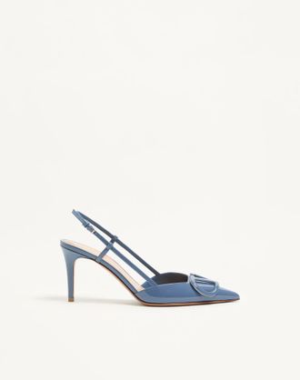 Valentino Garavani D&eacute;collet&eacute; Slingback VLogo Signature In Vernice 80Mm Donna AZZURRO 34.5
