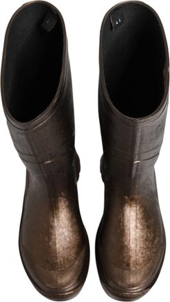 Dolce & Gabbana Womens Metallic Bronze Pull On Rain Boots Shoes Rubber