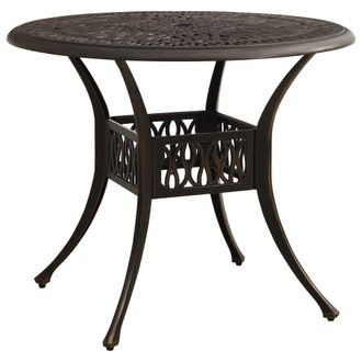 Berkfield Home Garden Table Bronze 90x90x74 cm Cast Aluminium in Brown | Size: 90 x 90 x 74 cm