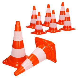ECD Germany Ecd Germany - 8x Cono De Tr&aacute;fico Obra Pieza De Se&ntilde;alizaci&oacute;n Emergencia Color Naranja Y Blanco 47 Cm De Altura En Pvc Fuerte Y Robusto Pil&oacute;n De Segurid