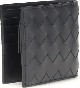 Bottega Veneta Mens Bifold Leather Intrecciato Wallet Space Silver Calf Umbrellas