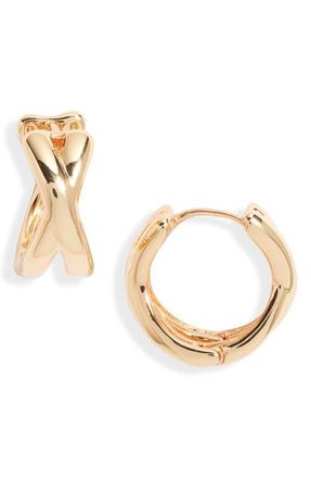 Nordstrom Demi Fine Crisscross Huggie Hoop Earrings in 14K Gold Plated at Nordstrom