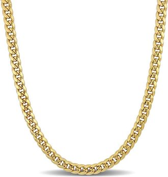 Amour 6.15mm Miami Cuban Link Chain Necklace In 10K Yellow Gold, 16 In