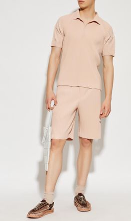 Homme Pliss&eacute; Issey Miyake Pleated Polo, Mens, Pink