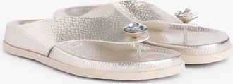 Pedro Garcia Crystal thong in silver metallic leather | Duna | centenary collection