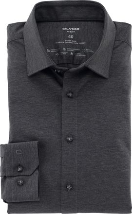 Olymp Businesshemd OLYMP No. Six 24/Seven super slim, Herren, Gr. 36, N-Gr, grau (anthrazit), Web, Obermaterial: 92% Baumwolle, 8% Elasthan, sehr schmal, He