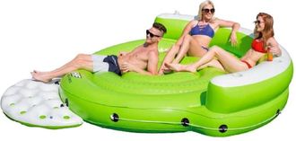 Bestway Materassino Gonfiabile a Forma di Isola Dimensioni xl Bestway Kick Back 275x255x65 cm con 5 Posti, Schienale e 5 Portabicchieri