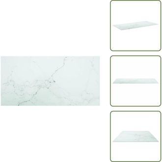 vidaXL The Living Store Piano Tavolo Bianco 100x50 cm 6mm Vetro Temperato Design Marmo - Tavolo da pranzo