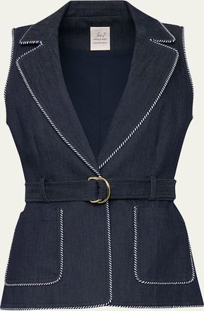 Cinq &agrave; Sept Tailored Twist-Trim Denim Vest