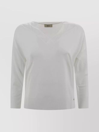 Herno ribbed v-neck relaxed-fit jumper