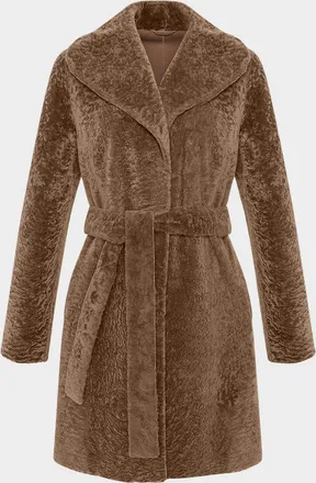 Gorski Textured Lamb Shearling Reversible Stroller Coat With Belt