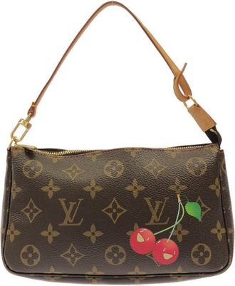Louis Vuitton Monogram Cherry Brown Coated Canvas Pochette Pouch (Pre-Owned)