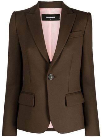 Dsquared2 single-breasted long-sleeve blazer - women - Polyester/Polyester - 38 - Brown