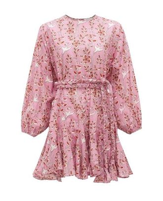 Rhode Resort Ella Bird-Print Cotton Dress Size XL