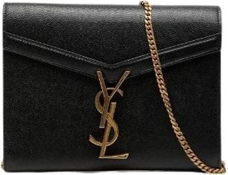 Saint Laurent Pre-owned Cassandra Leren Ketting Portemonnee - Dames - Vintage Schoudertas - Zwart - ONE Size - Leer - Vintage