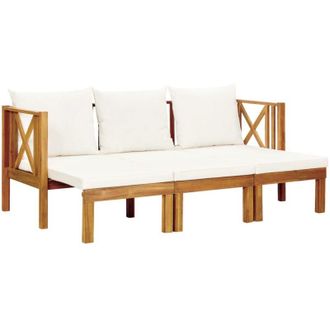 vidaXL Banco Jard&iacute;n 3 Plazas Con Cojines Madera Maciza Acacia 179 Cm