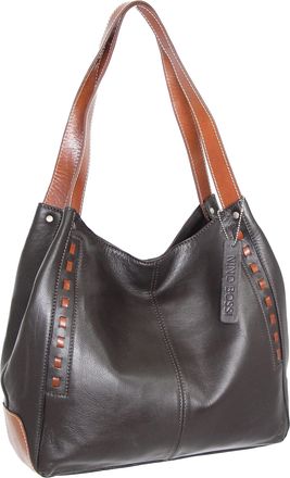 Nino Bossi Whipstitch Leather Satchel in Chocolate