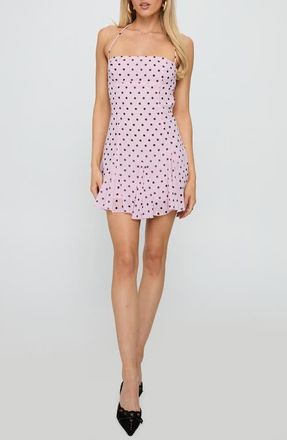 Princess Polly Delamere Polka Dot Halter Minidress in Pink/black Polka at Nordstrom, Size 10