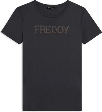 Freddy T-shirt donna con logo in strass bicolori
