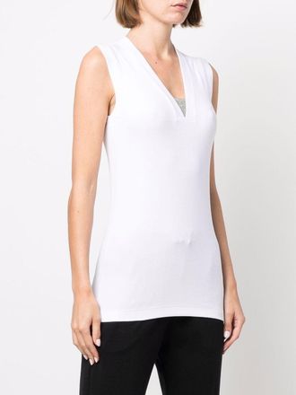 Brunello Cucinelli Brunello Cucinelli Womens Cotton Tank Top - White - Size X-Small