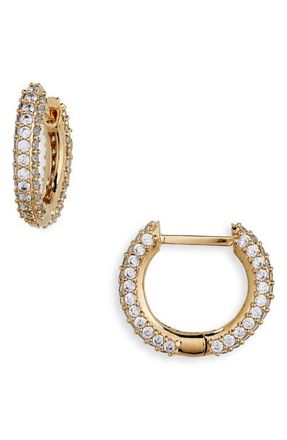 Nadri Pav&eacute; Cubic Zirconia Huggie Hoop Earrings in Gold at Nordstrom
