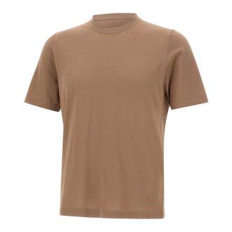 KANGRA Gebreide top met korte mouwen en ronde hals - Heren - Tops - Bruin - Maat: 4XL Katoen