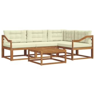 vidaXL Conjunto De Sof&aacute;s De Exterior Con Coj&iacute;n 5 Pcs Natural Y Crema Vidaxl