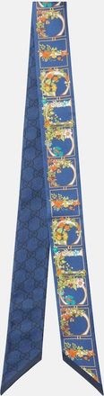 Gucci Sciarpa in seta con stampa floreale GG