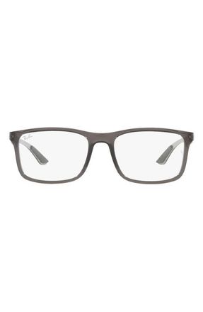 Ray-Ban 53mm Rectangular Optical Glasses in Transparent Grey at Nordstrom