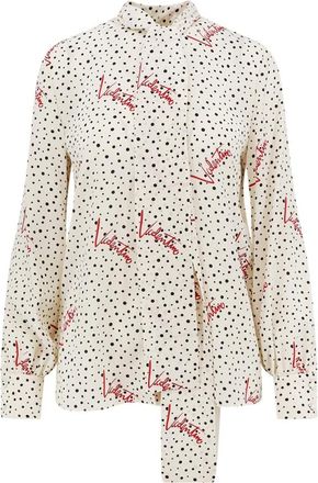 Valentino Plus De Pois Crepe de Chine Bubble Shirt - female - Valentino - Blouses - Multicolor - M - Blouses & Shirts