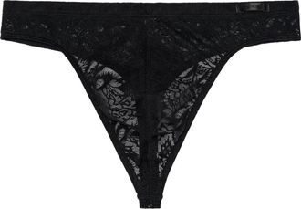HOM Free Cut Lace Thong in Black at Nordstrom, Size Xx-Large