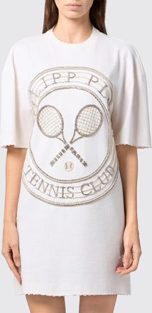 Philipp Plein Mini abito a tubino Tennis Club in cotone con logo di strass