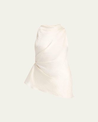 Alexander McQueen Asymmetric Ruched Smashed Satin Top