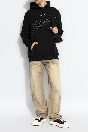Balmain Sweatshirt With Printed Logo, Mens, Black